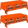 Gatherfun 2026 Graduation Decorations : 2-Pack Congrats Grad Disposable Tablecovers - Class of 2026 Orange Themed Table Cloths, for Graduation Party Supplies & Graduation Backdrop, 54" X 108"