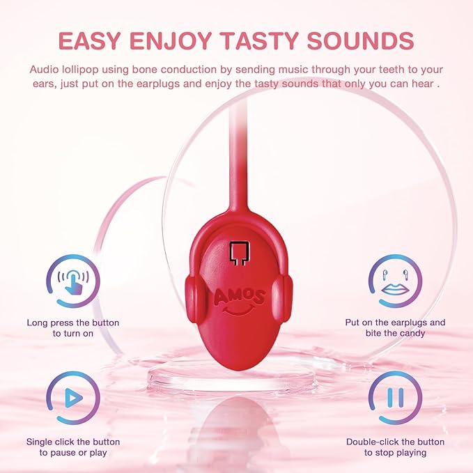 Amos Music Lollipop Candy, Audio Singing Lollipop, Unique Candy Gift, Individually Wrapped Natural Watermelon Flavor (1 Pack)