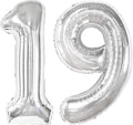 40 Inch Silver Number 19 Digital Balloon,Jumbo Mylar Foil Helium Balloon for 19 Balloons for Birthday Party,Wedding Anniversary Party Decorations