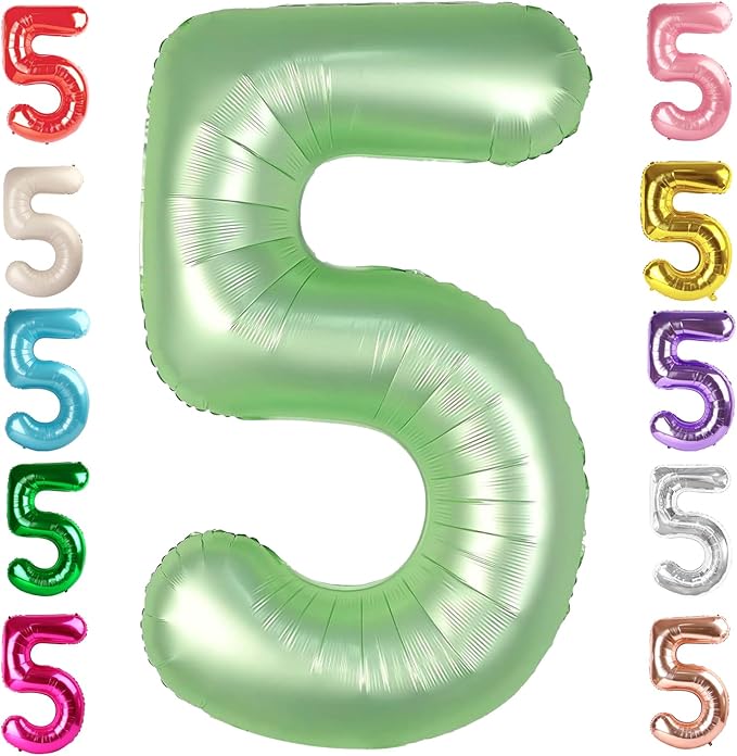 Balloon Numbers 40 Inch 5 Ballon for 5th Birthday Decorations, 15 25 35 50 Big Olive Green Number Balloons for Wedding Photo Shoot Party Decor