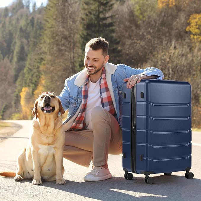 Sweetcrispy Carry on Suitcase, Luggage with Spinner Wheels, Hard Shell ABS, TSA Lock, 24 Inch Blue