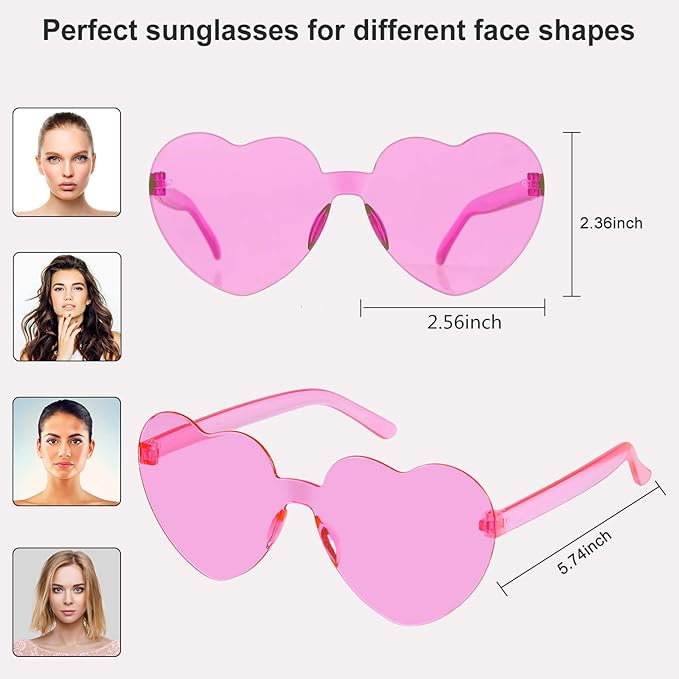 Heart Glasses Heart Shape Sunglasses for Valentine Mardi Gras Summer Women's Party Favor