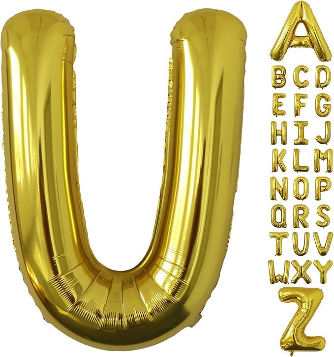 Letter Balloons Gold Party Balloon - 40 Inch Large Gold Letter U Balloon, Letter Balloon Birthday Decorations, Balloon for Women Men Anniversary Party Decorations Supplies