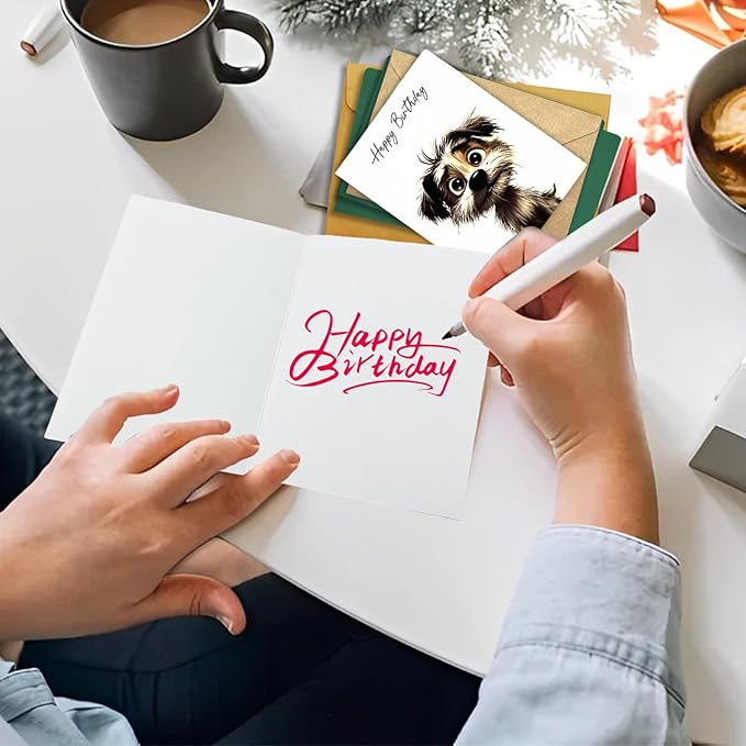 Birthday Cards Pack of 12,Birthday Cards Bulk for Women Men Kids Assorted Birthday Greeting Cards for Kids Assortment, 12 Card with Envelopes (Cartoon puppy)