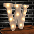 Light Up Marquee Letters - 26 Alphabet Battery Powered LED Lights Sign, Night Light Mini W for Engagement Party Wedding Baby Shower Birthday (White Plastic)
