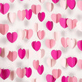 GCQQ Valentines Decorations - 3D Hot Pink Valentine's Day Decoration Paper Garland 39Ft Bridal Shower Decorations Hanging Heart Streamers for Mothers Day Galentines Day Wedding Birthday Party Decor