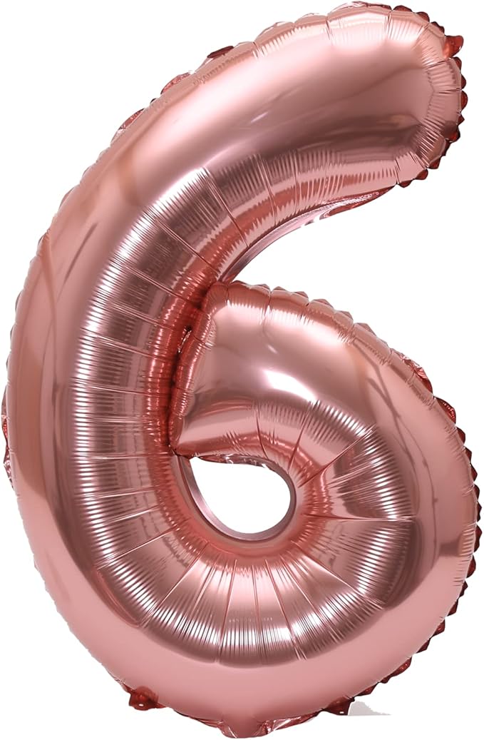 YPSelected 32 Inch Large Foil Helium Number Balloon Birthday Wedding Party 0-9 (Rose Gold, 6)