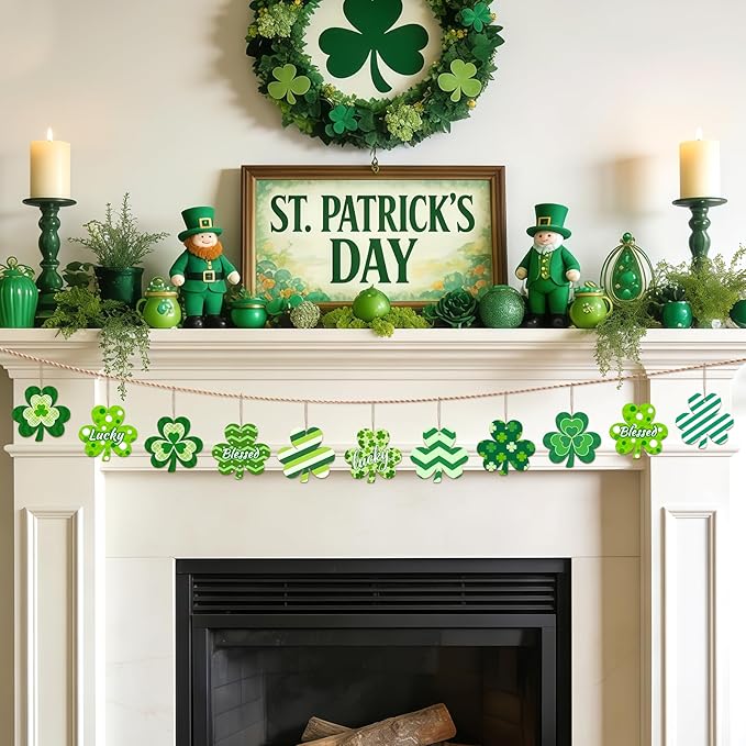 36PCS Wooden Shamrock Ornaments to Paint St. Patrick's Day Decorations,9 Styles DIY Blank Unfinished Wood Shamrock Cutouts Ornament for Tree Home Crafts Hanging Gifts Indoor Spring Farmhouse