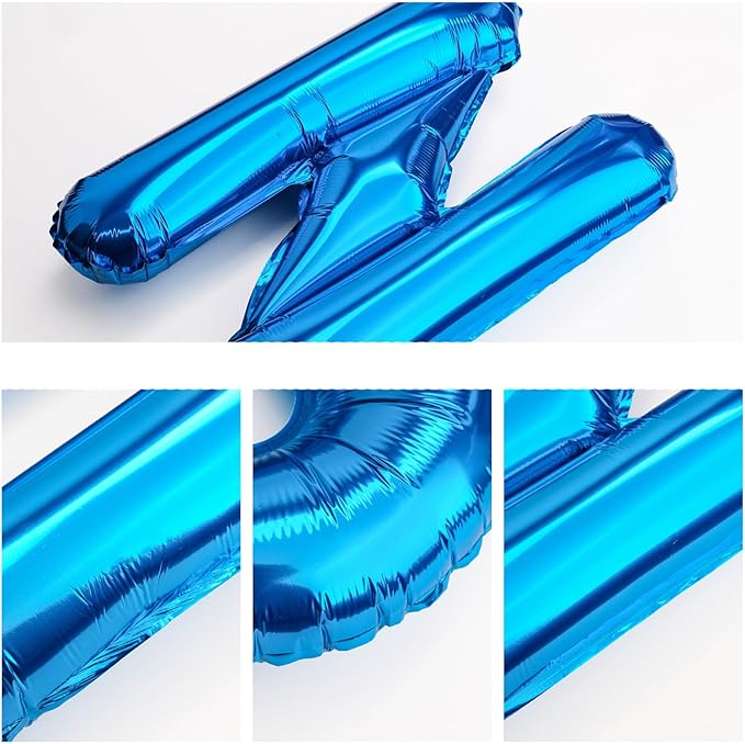 [85 PCS] 16" Blue Letter Number Balloons, Happy Birthday & 2 Sets of A-Z 0-9, Foil Mylar Aluminum Hanging Alphabet for Graduation New Year eve Birthday Party Decorations