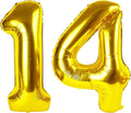 14 Balloons Number, Large 14th Gold Birthday Decorations for 1 4 14 41, 40 Inch Foil Balloon for Wedding Engagement Photo Shoot Memorial Day's Supplies