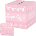 Party Hearty Baby Shower Games for Girls, 50 Pink Diaper Raffle Tickets, Diaper Raffle Ticket Cards Box, Baby Shower Decorations, Raffle Prizes, Ideas