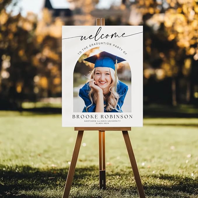 Graduation Party Welcome Sign, Photo Graduation Poster, Greenery Grad Poster, Grad Party Decorations, Senior 2025 2026, Class of 2025 Welcome Board,Custom Grad Celebration Sign, Graduates, Canvas 9