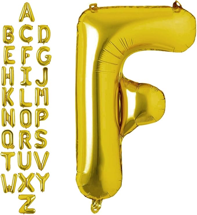 40 Inch Gold Letter F Balloons, DIY Phrase Foil Alphabet Letter F Balloons DIY Word F Banner for Birthday Anniversary Celebration Graduation Party Supplies Decoration