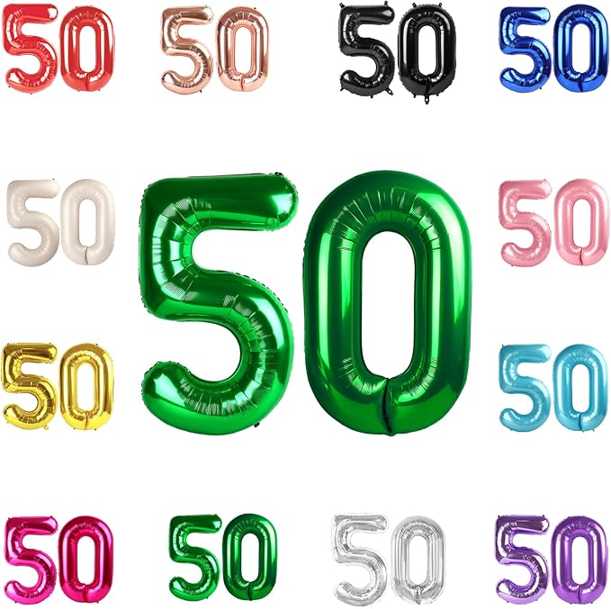 50 Balloon Number, Green Number 50th Birthday Balloons 40 Inch, 50 Years Old Green Birthday Decorations for Men Women, 50th Anniversary Decorations