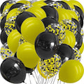 Yellow Black Balloons with Confetti Balloons 12 inch Latex Balloons 80 Pcs for Wedding Birthday Baby Shower Party Decorations
