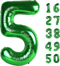 40 Inch Balloon 5 Number Balloons,Giant Number 5 Balloons Foil Mylar Helium Green Number Balloons for 15th 25th 35th 50th Birthday Party Supplies Anniversary Event Celebration Decorations