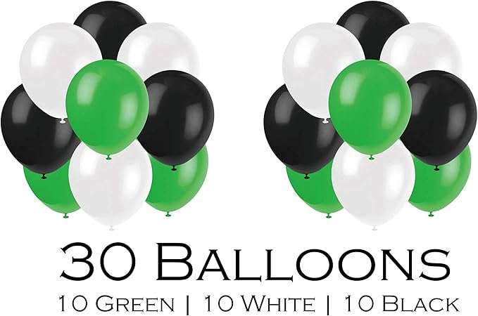 Serves 30 | Ultimate Party Pack | Congrats Grad Green Party Supplies | 9" Dinner Paper Plates | 7" Dessert Paper Plates | 9 oz Cups | 3 Ply Napkins | 2 Table Cover | 20 Photo Props | 12 Swirls | 30