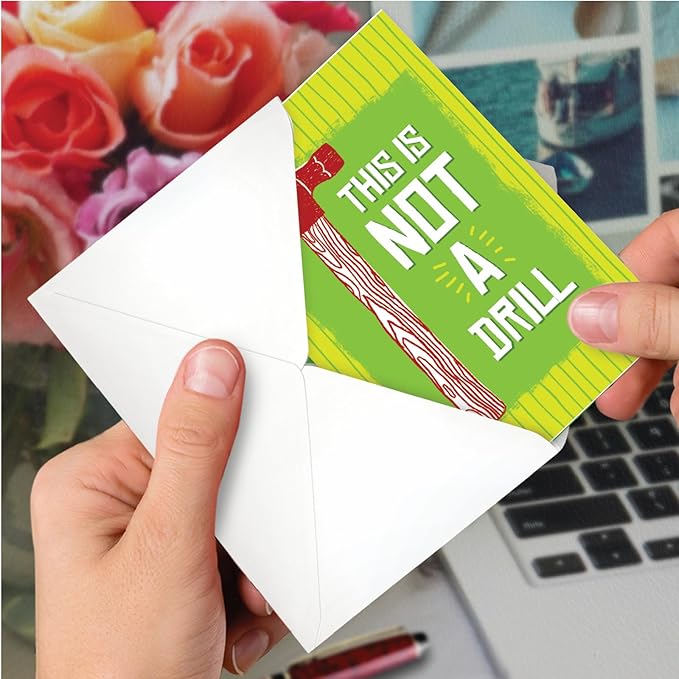NobleWorks - Funny Happy Birthday Card with Envelope - Congrats Greeting Card, Birthday Fun - Not a Drill C7233BDG