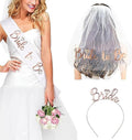 Delphinus Bride to Be Set, 3pack Bride to Be Sash & Headband Tiara & Shoulder Length Veil Bachelorette Party Supplies Bridal Shower Decoration Accessories