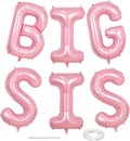 40 Inch Pastel Pink BIG SIS Letter Balloons, Pearl Pink BIG SIS Balloon Letters with Ribbon, Light Pink Baby Girls Alphabet Balloon for Her Baby Shower Birthday Gender Reveal Party Decoration Supplies