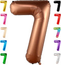 KatchOn Giant Coffee Brown Number 7 Balloon - 40 Inch, 1 Count, Unisex, Children, 7th Birthday & Anniversary, Reusable, Number 7, Brown