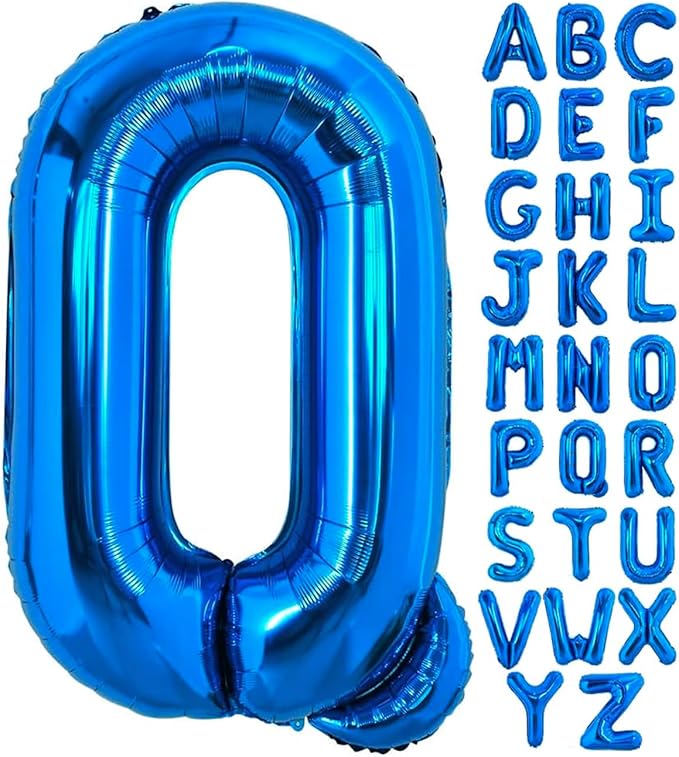 40 Inch Blue Letter Q Balloons Alphabet Q Letter Balloons Foil Mylar Big Letter Balloons for Birthday Party Anniversary New Year Graduation Wedding Decorations