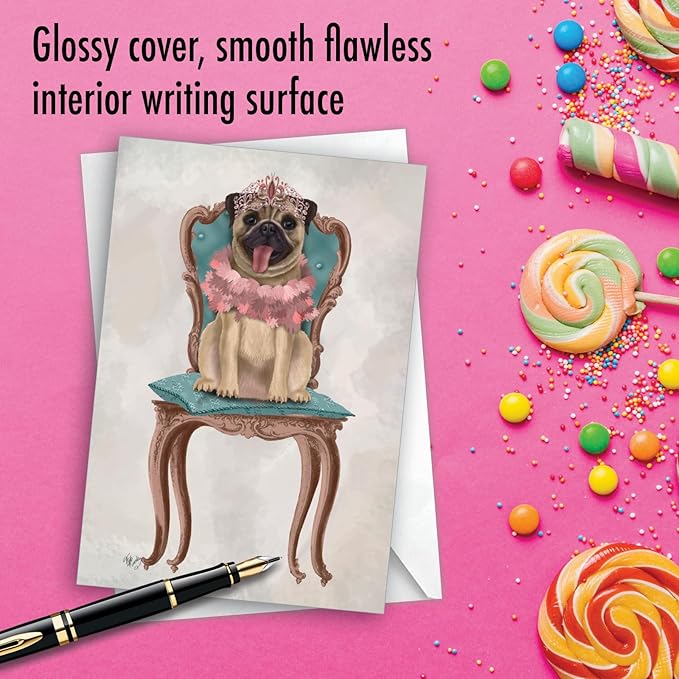 NobleWorks - Dog Lovers Birthday Greeting Card with 5 x 7 Inch Envelope (1 Card) Puppy Bday Crowned Creatures - Dog C2825FBDG
