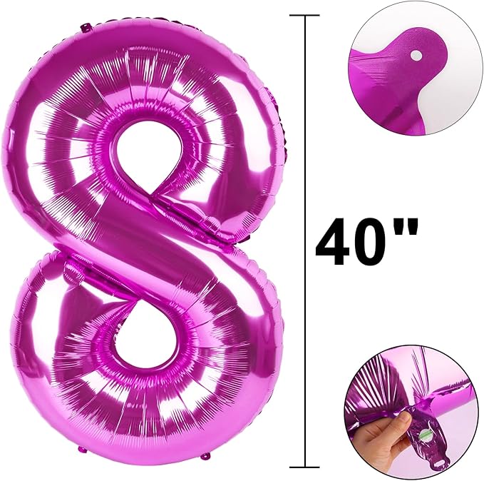 40 Inch Large 18 Balloon Numbers Rose Purple Big Foil Number Balloons Giant Helium Happy Birthday Party Decorations for Man and Women, Huge Mylar Anniversary Party Supplies
