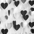 GCQQ Black White Silver Party Decorations - 52FT Black Glitter Heart Garland 4 Pack Paper Birthday Hanging Streamer Garlands for Valentine's Day Wedding Engagement Anniversary Bachelorette Party Decor