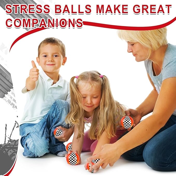 6 PCS Racing Car Stress Balls for Kids Party Favors, 2.48 Inch Anxiety Relief Fidget Sensory Toys, Racing Car Theme Squeeze Toys Bulk for Birthday Goodie Bags, Carnival Gifts & Classroom Prizes