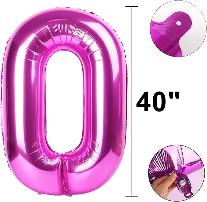 40 Inch Large 40 Balloon Numbers Rose Purple Big Foil Number Balloons Giant Helium Happy Birthday Party Decorations for Man and Women, Huge Mylar Anniversary Party Supplies