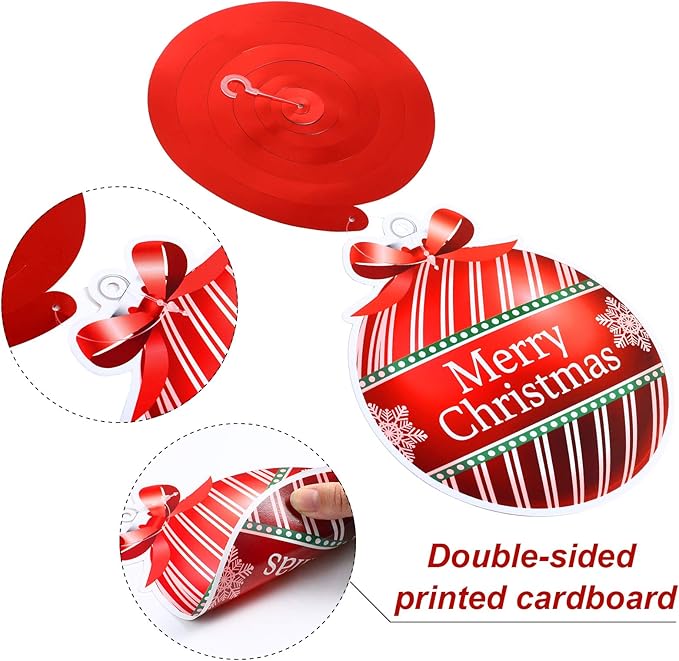 50 Pcs Christmas Foil Hanging Decorations Set Swirl Xmas Holiday Light Bulb Ball Hanging Swirls Ceiling Decorations for Indoor Outdoor Xmas Holiday Party Supplies
