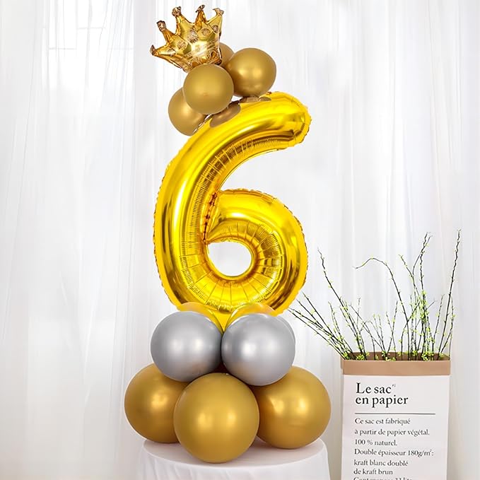 Gold Number Balloons Birthday Balloons - Giant Gold Number 6 Balloon 40 inch, Numbers Balloon Birthday Decorations, Gold Party Supplies for Women Men