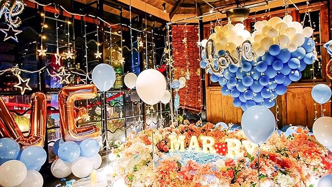 IN-JOOYAA 6 Inch Macaron Blue Latex Link Balloon 100 Pcs Quick Linkable Balloon for Party Decoration
