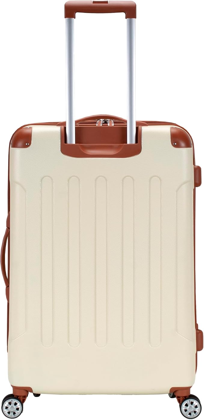 Rockland London Hardside Expandable Spinner Wheel Luggage, Checked Large 28", White