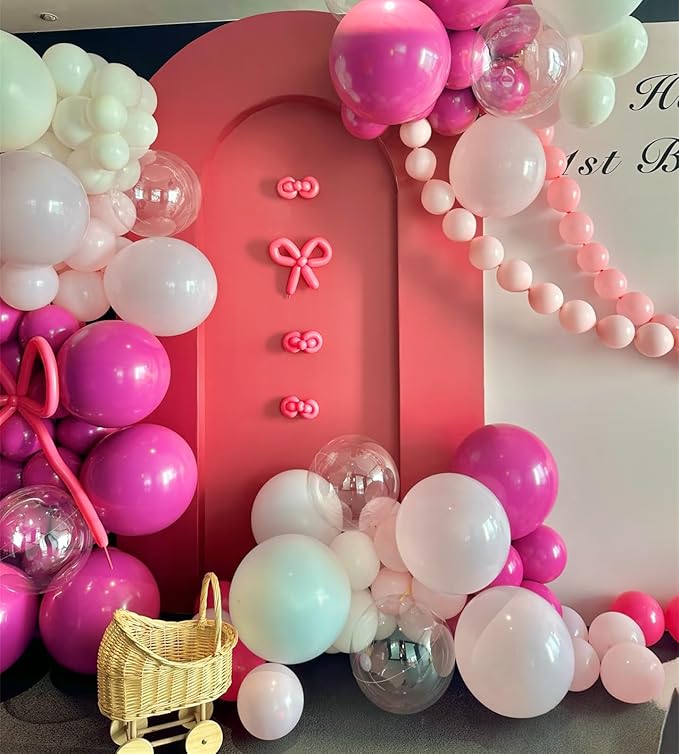 320 Pcs White Light Pink Hot Pink 12 Inch Latex Bulk Balloons for Birthdays Weddings Party Decorations