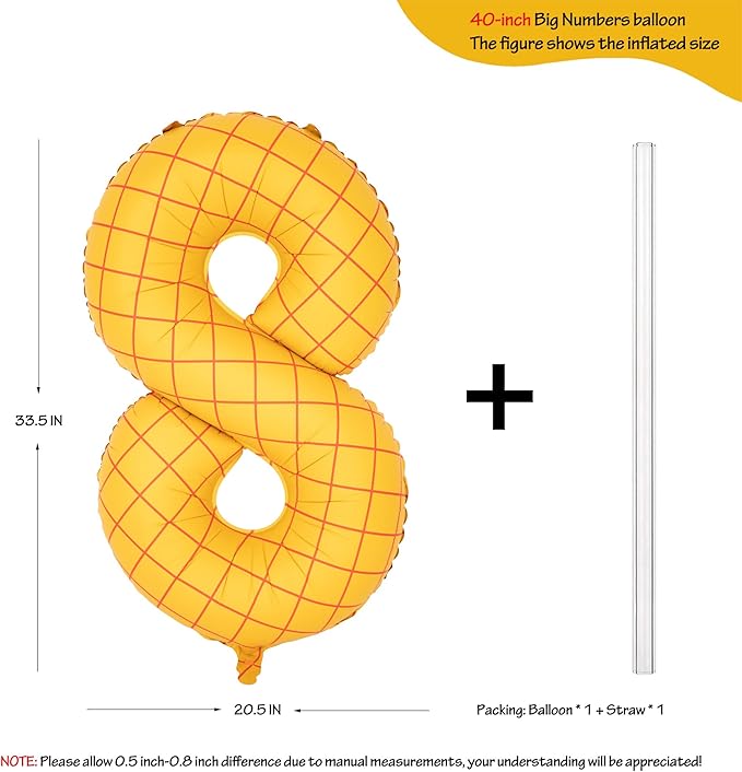 40" Matte Yellow Balloons Toy Inspired Story Theme party Supplies, Number Birthday Decoration, Cowboy Decorations Western, Cowgirl Party Balloon Digital 8