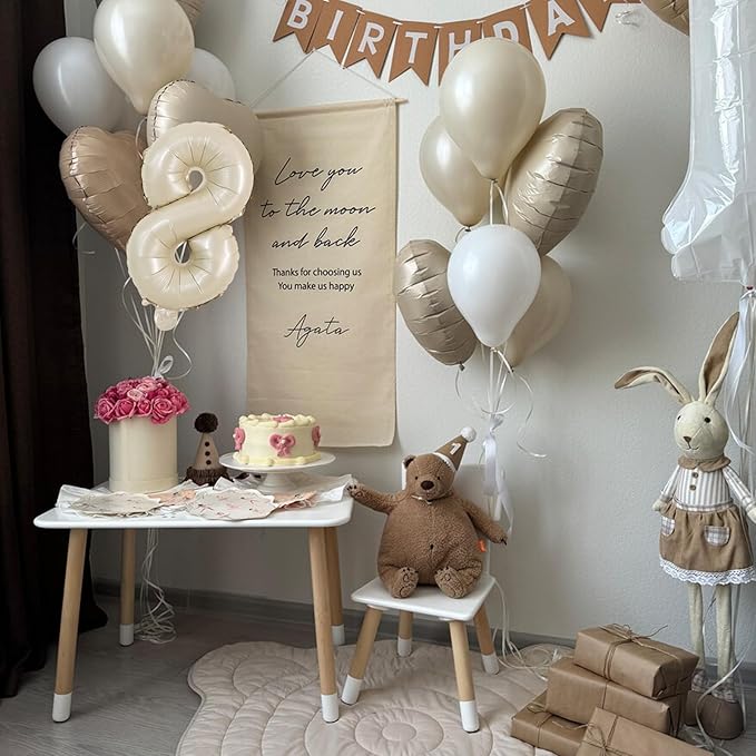 TONIFUL Balloons 16 Inch Caramel 0-9 Number Mylar Foil Balloons 10 Pcs Custom digitalal Balloons for 2026 New Year Eve Birthday Party Engagement Graduations Anniversary Baby Shower