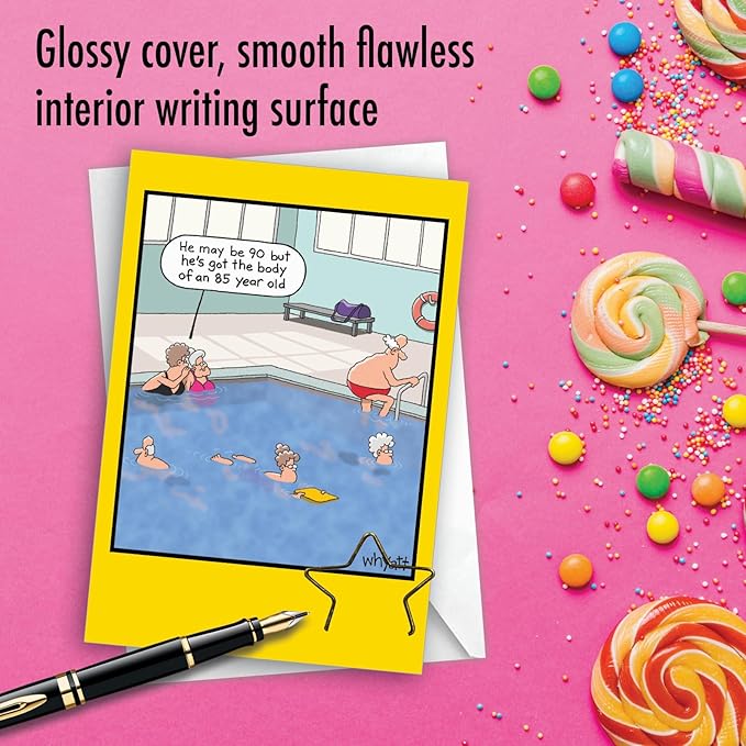NobleWorks Hysterical Birthday Greeting Card with 5 x 7 Inch Envelope (1 Card) Bday Pool Hottie C7948BDG