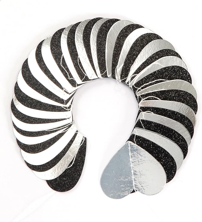Black White-Silver Party-Decoration Heart Garland - 52ft 21st Men Birthday New Years Eve Hanging Backdrop Streamers,Graduation Engagement Wedding Bachelorette Banner Supplies Decor Lasting Surprise
