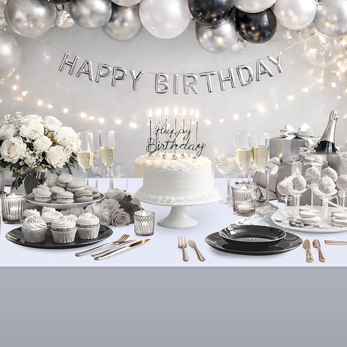 3 Pack Silver Plastic Tablecloth, Disposable Rectangle Table Covers, Holographic Metallic Foil Tablecloth Silver Party Supplies Decorations for Birthday Graduation Disco Bachelorette, 54x108Inch