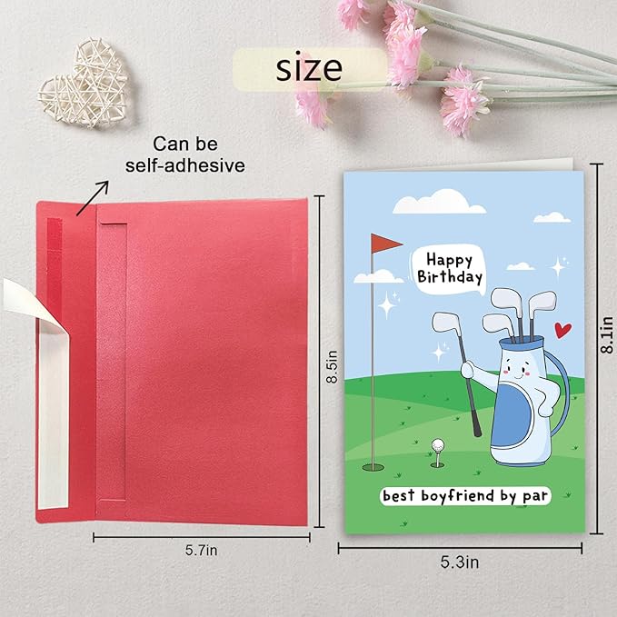 Funny Golf Birthday Card for Boyfriend, Golf Lover Birthday Card from Girlfriend, Best Boyfriend by Par