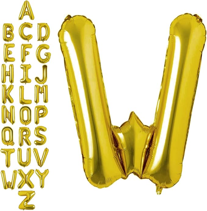 40 Inch Gold Letter W Balloons, DIY Phrase Foil Alphabet Letter W Balloons DIY Word W Banner for Birthday Anniversary Celebration Graduation Party Supplies Decoration