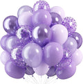 Purple Mixed Balloons, 60 PCS 12inch Lavender Balloons Metallic Purple Confetti Latex Balloon for Girls Women Birthday Baby Shower Bridal Shower Wedding Party Decorations