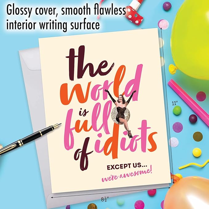 NobleWorks - 1 Jumbo Happy Birthday Card for Women (8.5 x 11 Inch) - Retro Big Humor Stationery for Birthdays - We're Awesome J9310BDG-US