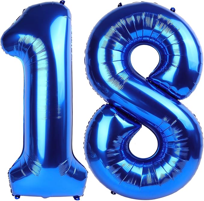 18 Number Balloons, Dark Blue Balloons for Man Woman 18th Birthday Decoration, Foil Number Ballon for 18, 81 Anniversary, Bridal Shower, Graduation, Halloween, Christmas, New Year