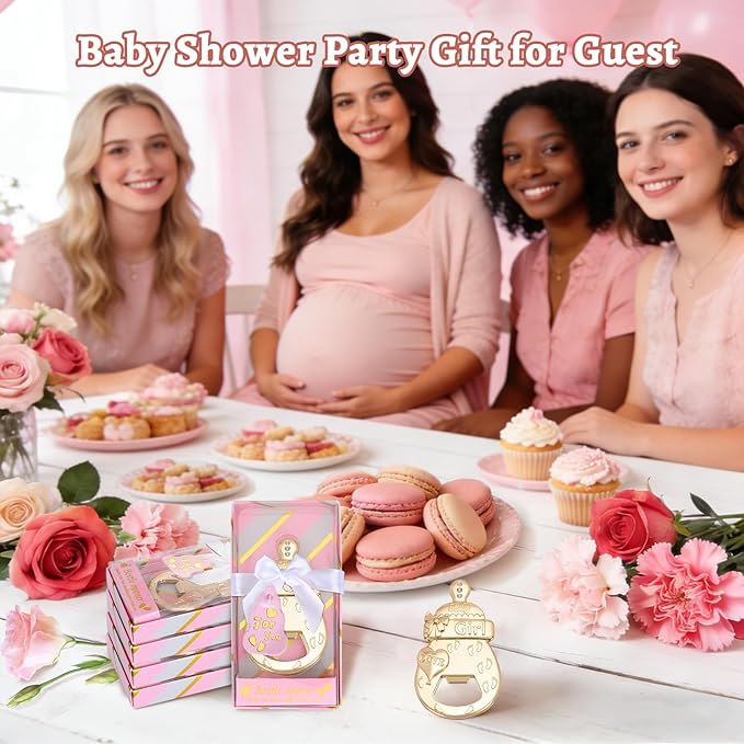 24 Pcs New Pink Baby Bottle Openers for Baby Shower Favors Party Return Gifts for Guests,Baby Girl Shower Party Decorations or Souvenirs Even Game Prizes
