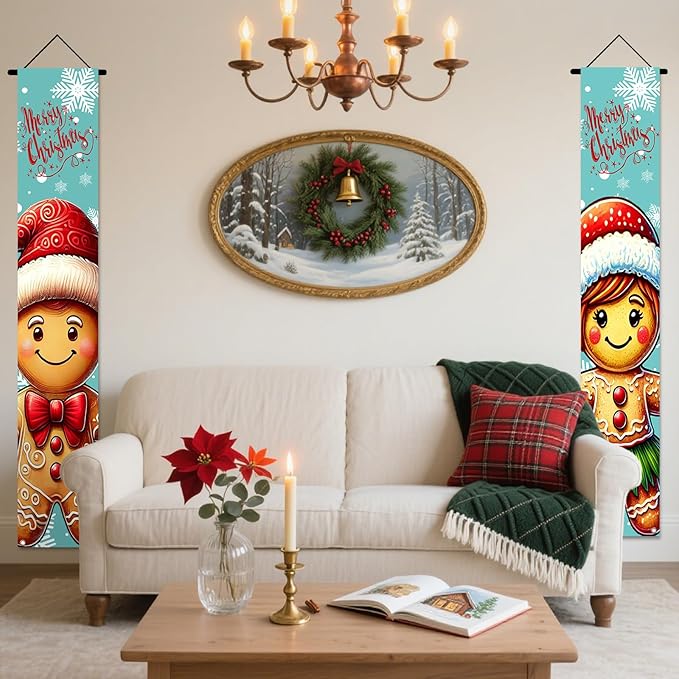 Nuxovilar Christmas Decorations Outdoor Yard Front Porch Sign Set, Vintage Christmas Tree Reindeer Door Banners for Front Door, Hanging Xmas Decor for Home Indoor Outdoor Wall Yard