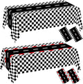 WNINK 4 Pack Race Car Table Cloth and Black White Gingham Tablecloths Disposable Plastic Buffalo Check Tablecloth Checkered Flag Covers for Birthday, Outdoor Picnic, Birthday, Camping 54 × 108 Inch