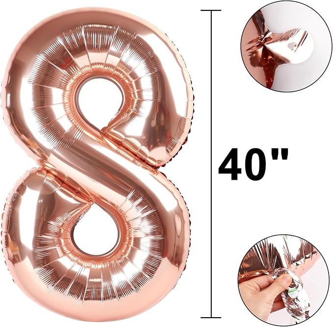 40 Inch Rose Gold Balloon Number 28 Balloon,Jumbo Mylar Foil Helium Balloon for 28 Digital Balloons for Birthday Party,Wedding Anniversary Party Decorations